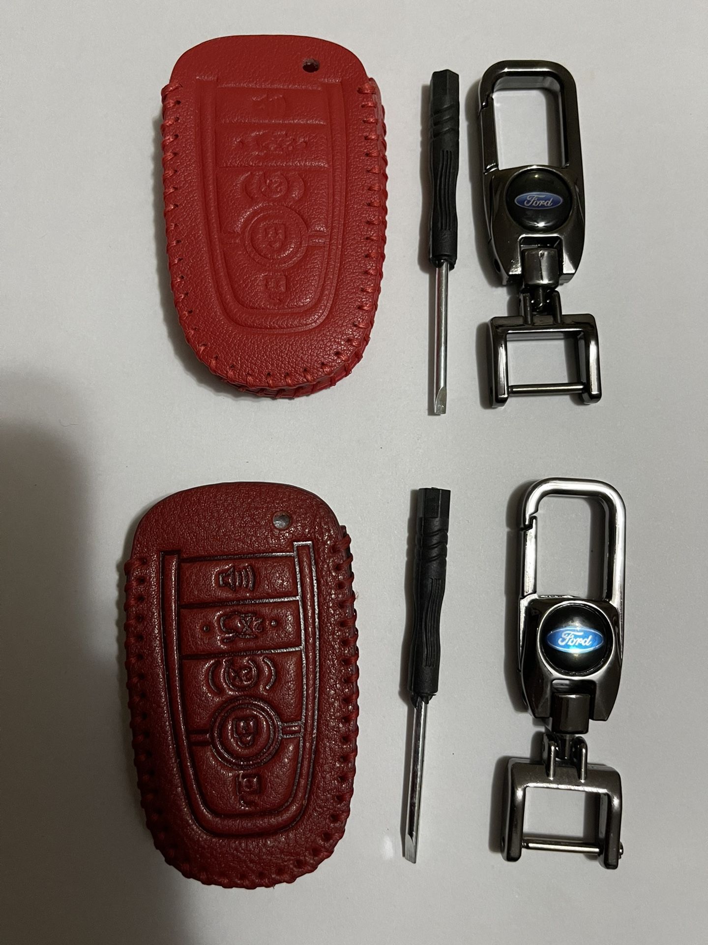 Genuine Leather Car Key Fob Case Cover For Ford