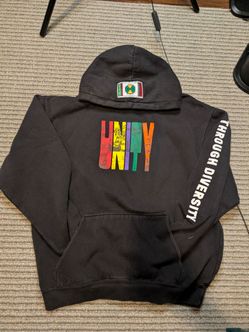 Cross Colours Black Pullover Hoodie UNITY Graphic Through Diversity Sleeve L cross colors throwback Y2K black hoodie unity diversity HBCU college kids