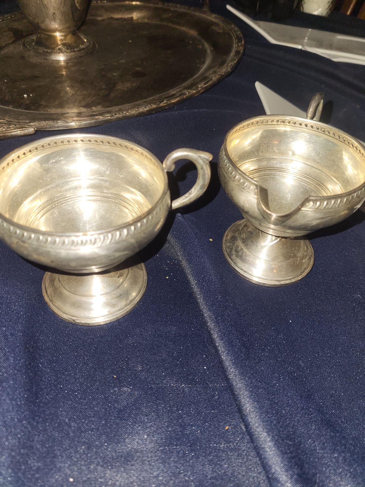 Antique silver weighted American cream co cups sterling silver stamp
