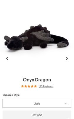 Jellycat Onyx Dragon Stuffed Animal, Little 12"