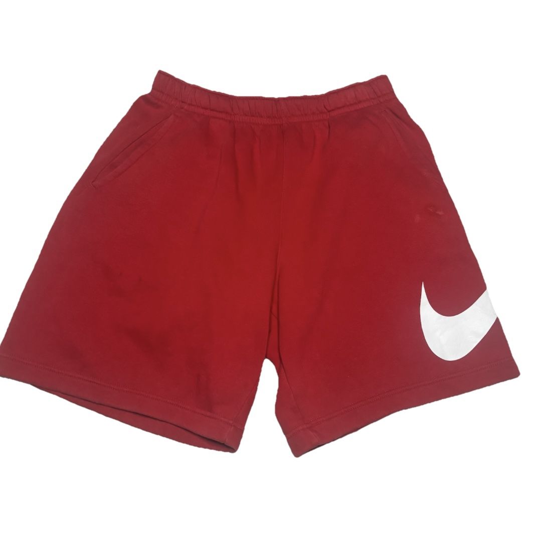 Nike Fleece Shorts Mens Size Medium Red Logo  Big Swoosh Gym Athletic Lounge