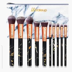 10pcs Marble Makeup Brush Set With Bag
