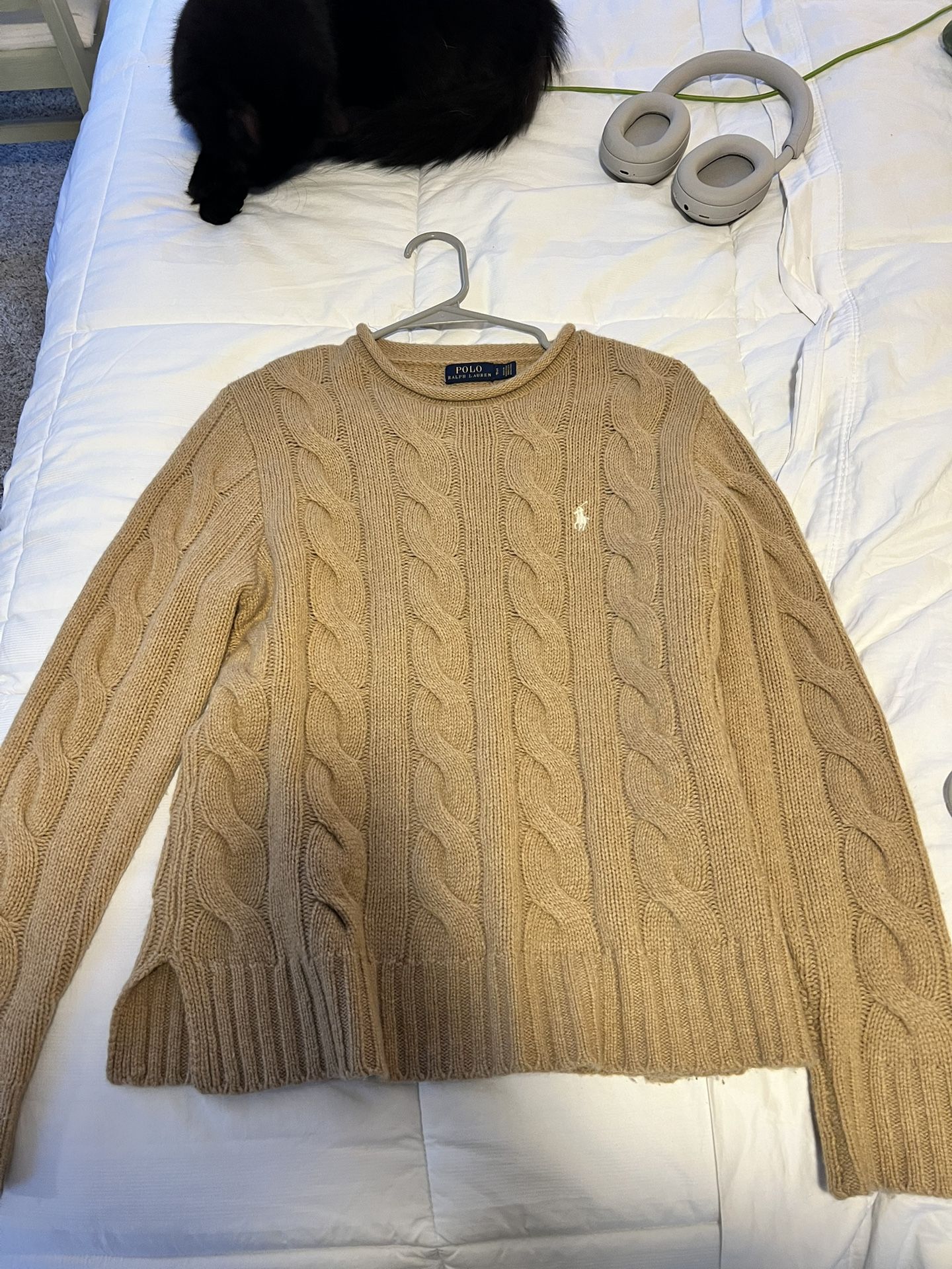 Polo Ralph Lauren Women’s Cable Knit Mock Neck Wool Cashmere Sweater, Size S