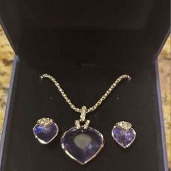 Swarovski Crystal  Purple Neclkace and Earring Set