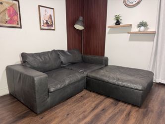 Black Genuine Leather Cloud Sectional – Free Delivery