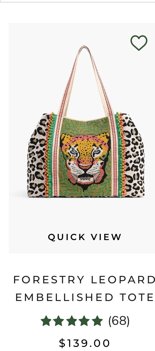 America & Beyond FORESTRY LEOPARD EMBELLISHED TOTE