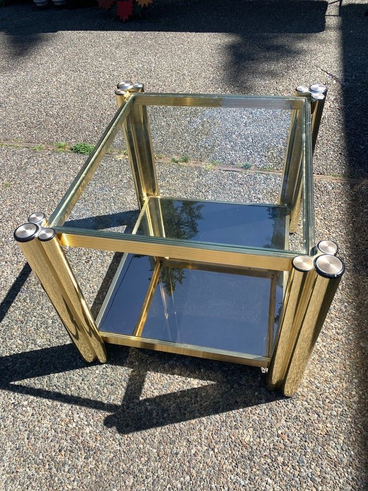 Vintage Style Glass Top Coffee Table