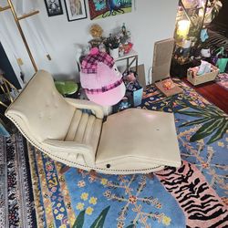 Vintage Curved White Leather Chair