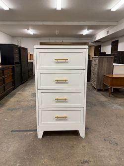 Tall White Modern 4 Drawer Dresser Chest