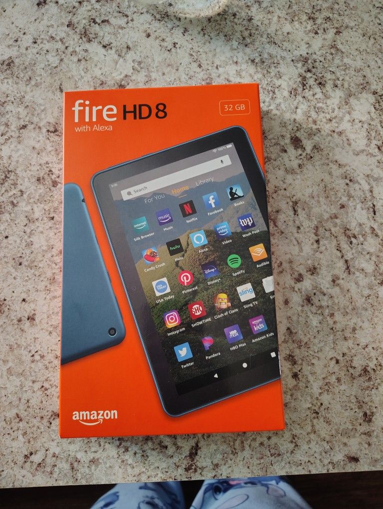 Amazon Fire HD 8 tablet in its retail packaging