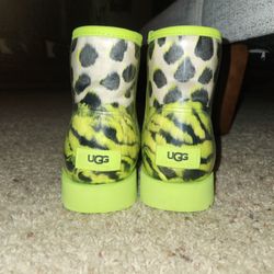 Size 7 Women's UGG Waterproof Boots Neon Green Animal Print