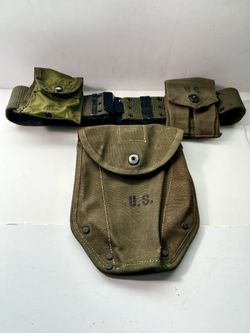 US Military Issue WWII Era M1 Carbin Canvas Magazine Belt Pouch and Shovel Cover