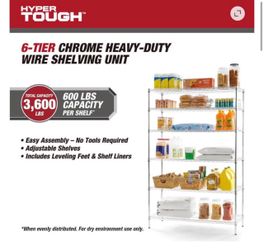 Hyper Tough 6-Tier Wire Storage Shelves with Liners