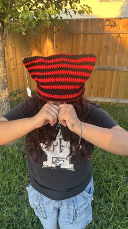 Crochet Striped Cat Ear Beanie