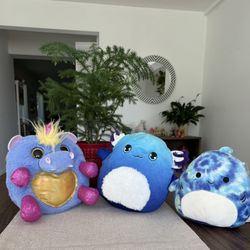 Set of 3 Squishmallow-Style Plush Toys – Unicorn, Axolotl & Tie-Dye