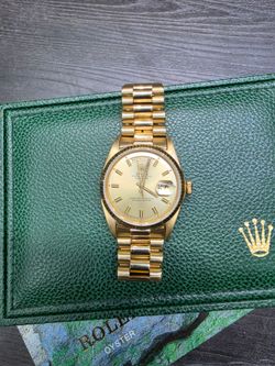 Rolex Day-Date 36mm 18038 Wristwatch, Yellow Gold, Champagne Dial, President Br...