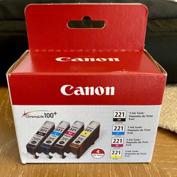 New In Box Canon Ink Cartridges 221BK, 221C, 221 M, 221Y