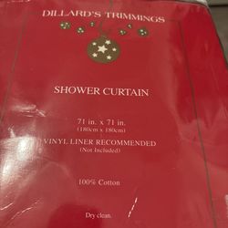 Dillards Red Fabric  Holiday Shower Curtain