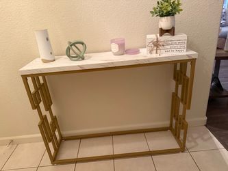 Modern Gold & White Marble Console Table