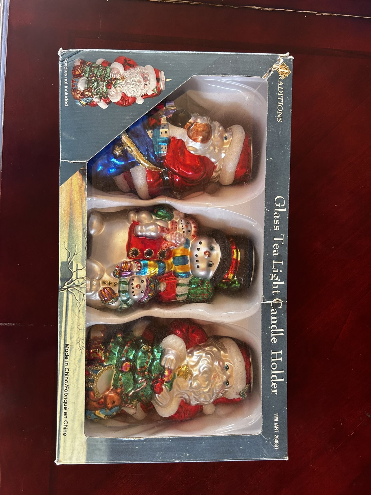 Vintage Traditions Hand Blown Santa Tea Light Holders