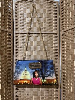 Michelle Obama New Colorful Graphic Print Shoulder Bag with Chain Strap.