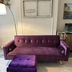 Purple Velvet Couch! With Ottoman!!