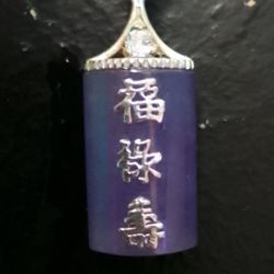 Sterling's  Silver 925 And Purple Jade Charm Meaning"GOOD FORTUNE" 