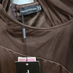 PrettyLittleThing Brown Mini Dress - Size 14