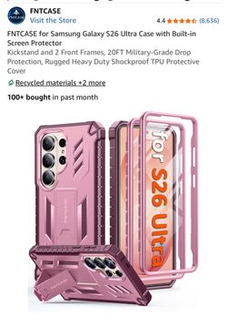 FNTCASE for Samsung Galaxy S26 Ultra Case with Built-in Screen Protector Kickstand and 2 Front Frames, 20FT Military-Grade Drop Protection, Rugged Hea
