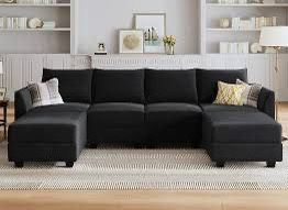 Acanva Luxury Modern Tight Curved black Velvet sectional