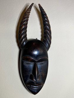 Vintage  Hand carved native African wood Ashanti or Baule mask.