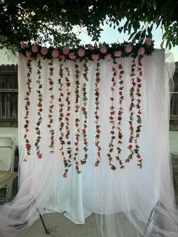 Backdrop Curtain and Flowers