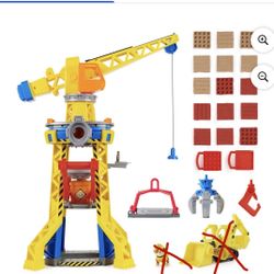 PAW Patrol, Rubble & Crew Bark Yard Crane Tower Playset with Action Figure and Vehicle, for Kids Age 3 and up