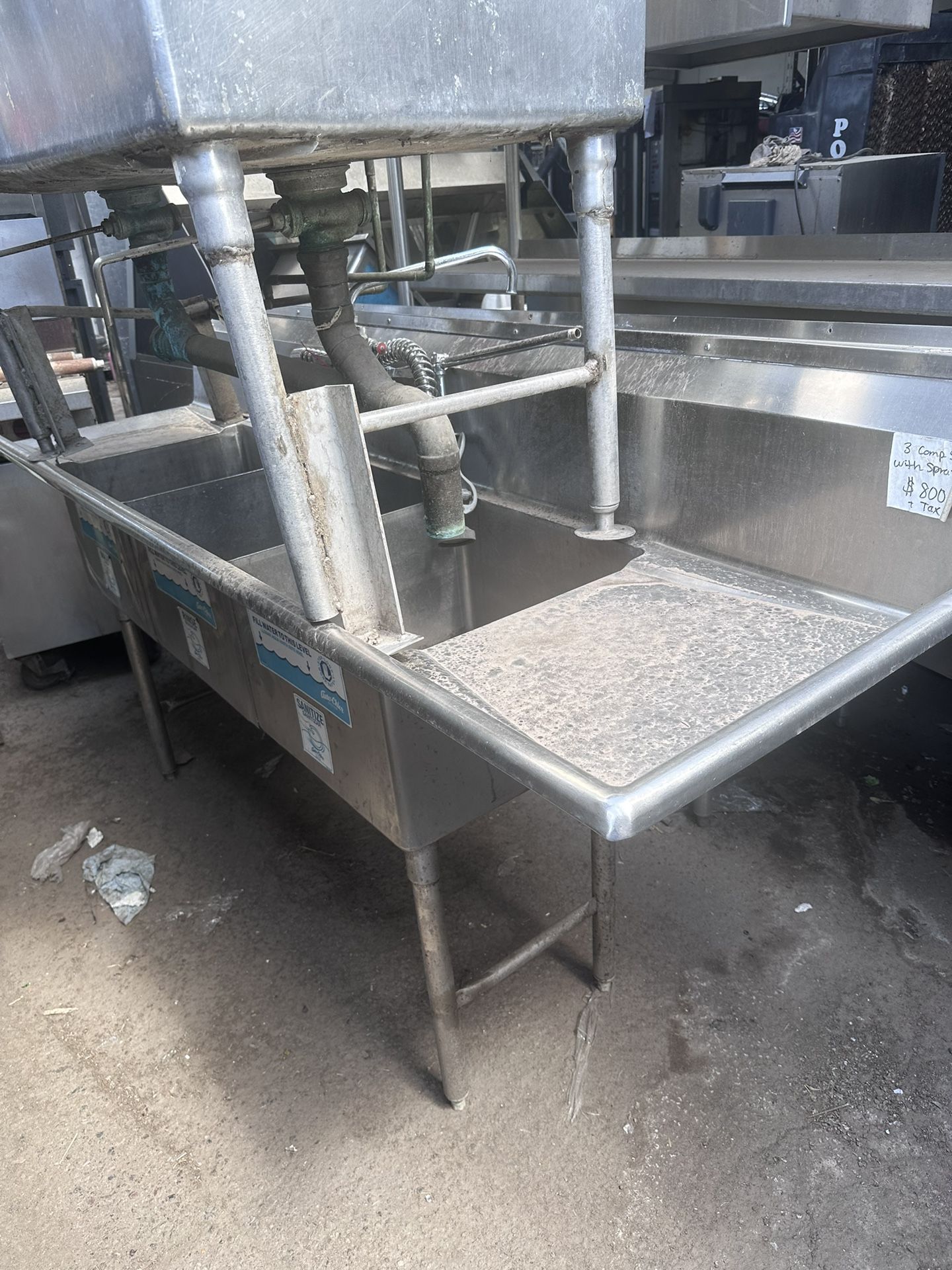 3 Compartment Sink 7ft 3”