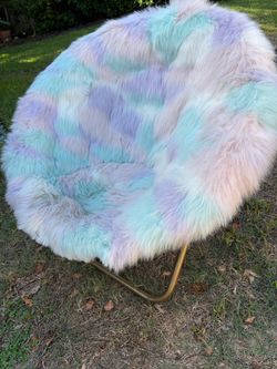 Pottery Barn Faux Fur Saucer Chair Pastel Multicolor