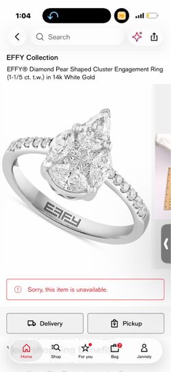 18k white gold pear ring