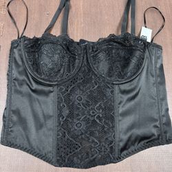 Black Corset Crop Top