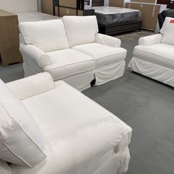3Pc white Slipcovered sofa set