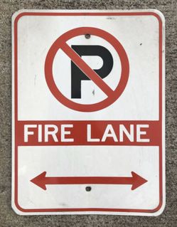 No Parking Fire Lane aluminum sign.