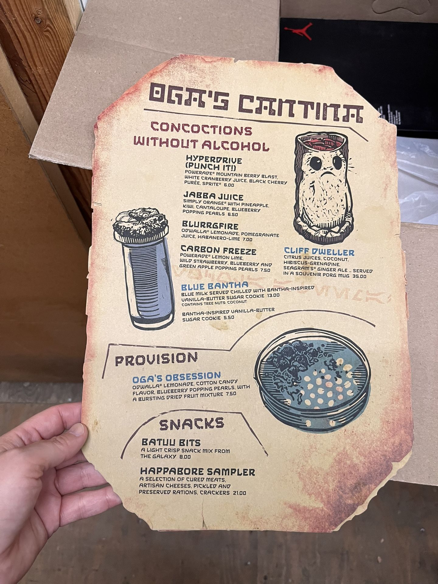 Disneyland Olga Cantina Menu