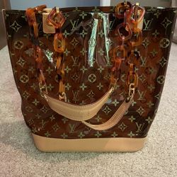 Vinyl Tote With Tortoiseshell Handles