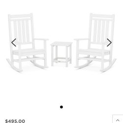 Polywood Estate 3-piece Rocking Chair Set With Long Island 18” Side Table