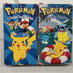 Lot of 2 Pokemon VHS I Choose You! Pikachu! & Seaside Pikachu 1997 VTG VIZ Video