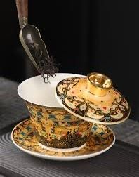 tazas de té chino patrón de esmalte de cerámica Gaiwan