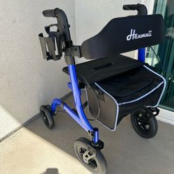 Foldable Rollator Walker with Seat & Storage - Henmnii Blue