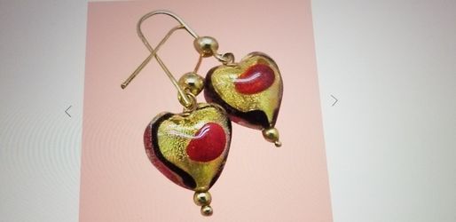 Incredible Work Of Art, Blue Red Enameled 14k Gold Earrings 