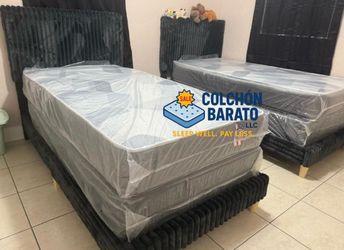 NEW MATTRESS TWIN SIZE PLUSH WITH  BOX SPRING