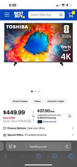 75in Toshiba Smart TV With Fire And Alexa