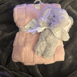 baby girl blanket with elephant plush doll
