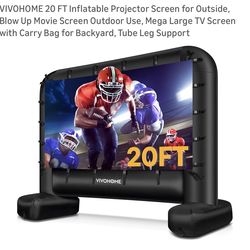 VIVOHOME 20 FT Inflatable Projector Screen for Outside, Blow Up Movie Screen Outdoor Use, Mega Large TV Screen with Carry Bag for Backyard, Tube Leg S